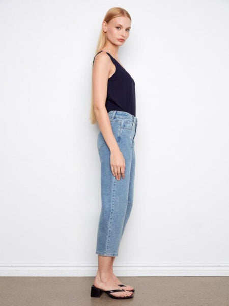 Charlie B Cropped Barrel Jeans - Denim Blue