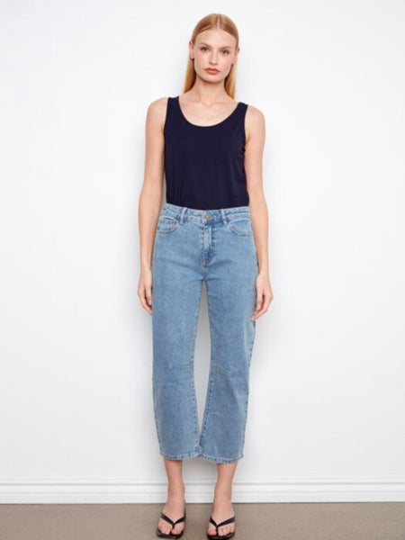 Charlie B Cropped Barrel Jeans - Denim Blue