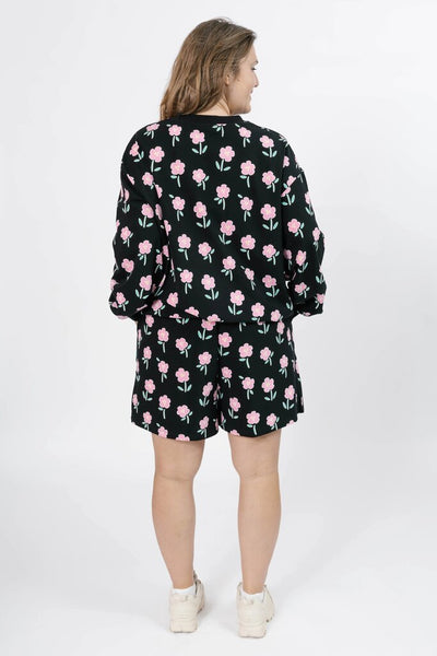 Smash + Tess - Fresh Floral Hang Out Crew in Black Floral
