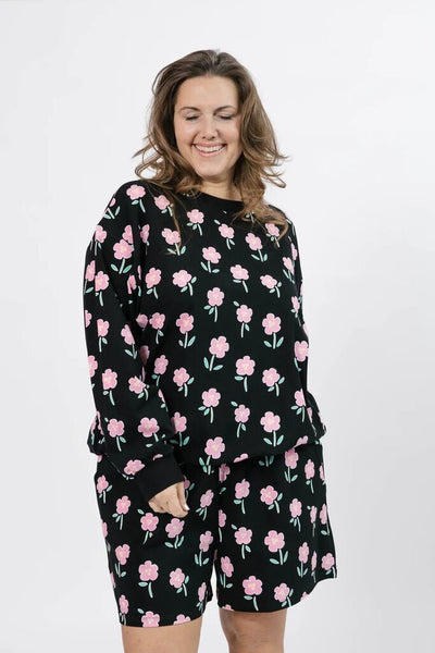Smash + Tess - Fresh Floral Hang Out Crew in Black Floral