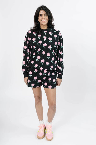 Smash + Tess - Fresh Floral Hang Out Crew in Black Floral