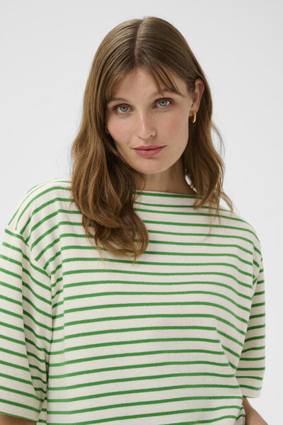 Soaked in Luxury 'Ingina' Knit Boxy Top - Green and White Stripe
