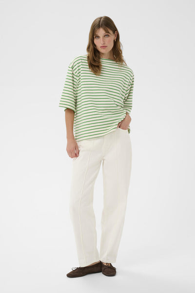 Soaked in Luxury 'Ingina' Knit Boxy Top - Green and White Stripe