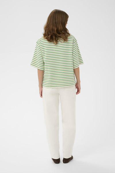 Soaked in Luxury 'Ingina' Knit Boxy Top - Green and White Stripe