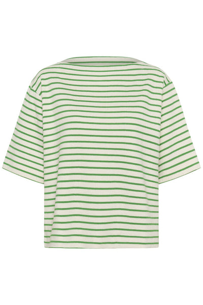 Soaked in Luxury 'Ingina' Knit Boxy Top - Green and White Stripe