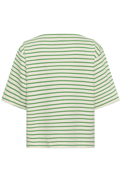 Soaked in Luxury 'Ingina' Knit Boxy Top - Green and White Stripe