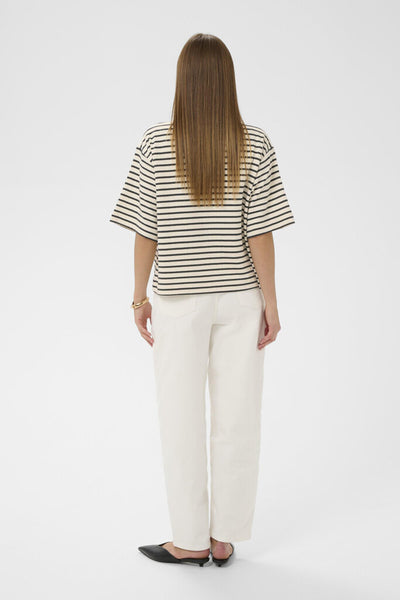 Soaked in Luxury 'Ingina' Knit Boxy Top - India Ink and White Stripe