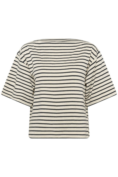 Soaked in Luxury 'Ingina' Knit Boxy Top - India Ink and White Stripe
