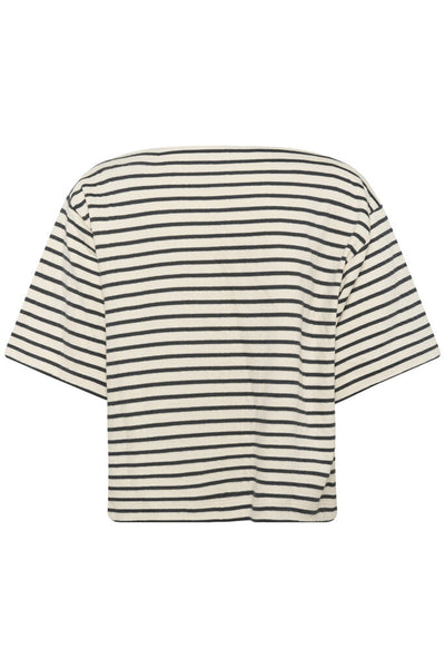 Soaked in Luxury 'Ingina' Knit Boxy Top - India Ink and White Stripe