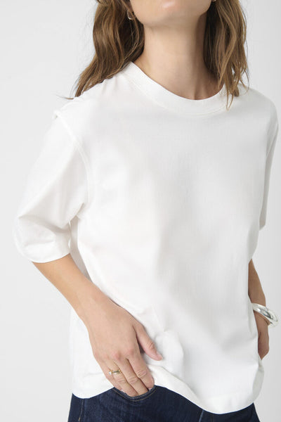 Soaked in Luxury 'Jina' Cotton Crewneck Tee - Broken White