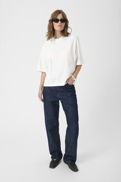 Soaked in Luxury 'Jina' Cotton Crewneck Tee - Broken White