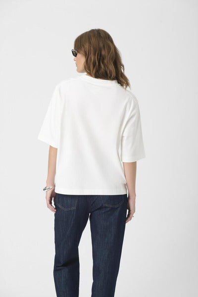 Soaked in Luxury 'Jina' Cotton Crewneck Tee - Broken White