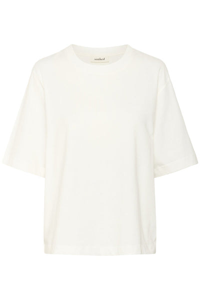 Soaked in Luxury 'Jina' Cotton Crewneck Tee - Broken White