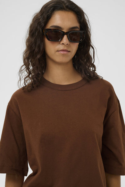 Soaked in Luxury 'Jina' Cotton Crewneck Tee - Cappuccino
