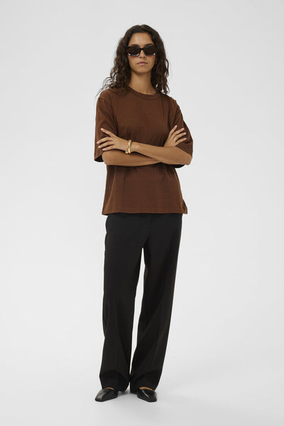 Soaked in Luxury 'Jina' Cotton Crewneck Tee - Cappuccino