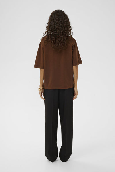Soaked in Luxury 'Jina' Cotton Crewneck Tee - Cappuccino
