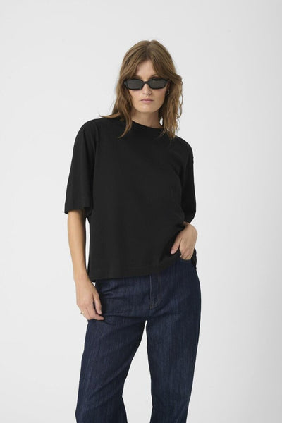 Soaked in Luxury 'Jina' Cotton Crewneck Tee - Black