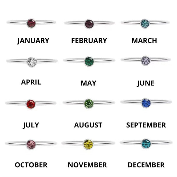 Kristen Lee Birth Stone Rings - Silver