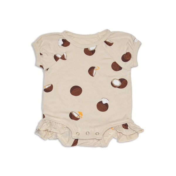 Silkberry Baby Bamboo Ruffle Onesie - Coconut Print