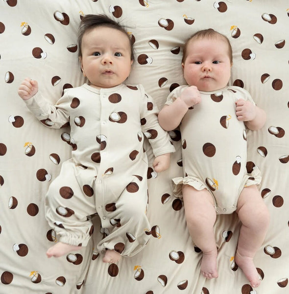 Silkberry Baby Bamboo Ruffle Onesie - Coconut Print