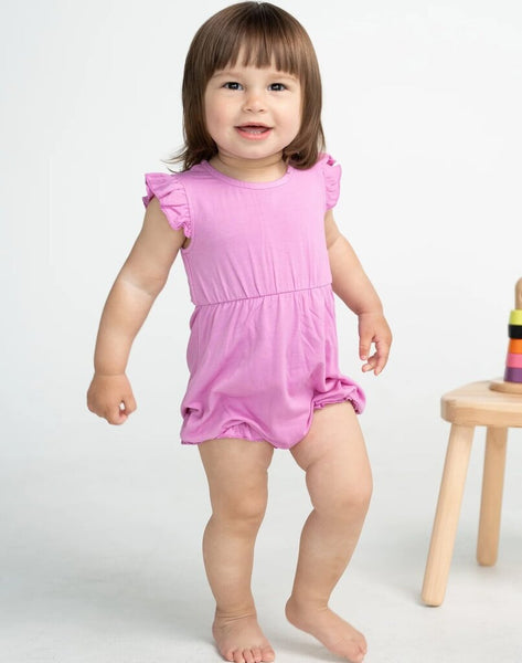 Silkberry Baby Bamboo Ruffle Romper - Crocus