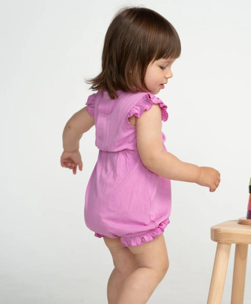 Silkberry Baby Bamboo Ruffle Romper - Crocus