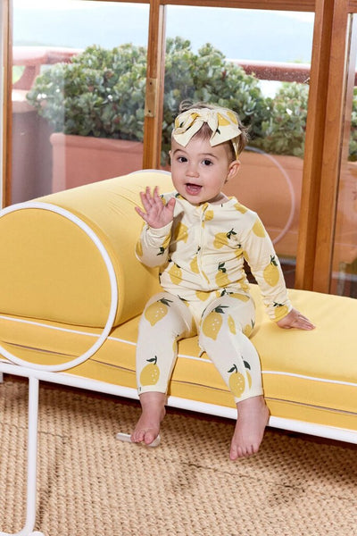 Bambi & Birdie Bamboo Zipper Sleeper - Lemon Sorbet
