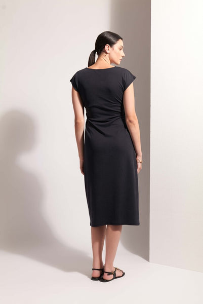FOIL 'High Flyer' Ribbed Cap Sleeve Midi Dress - Black