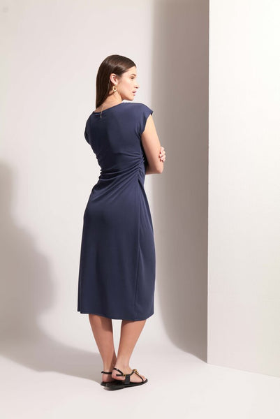 FOIL 'High Flyer' Ribbed Cap Sleeve Midi Dress - Indigo