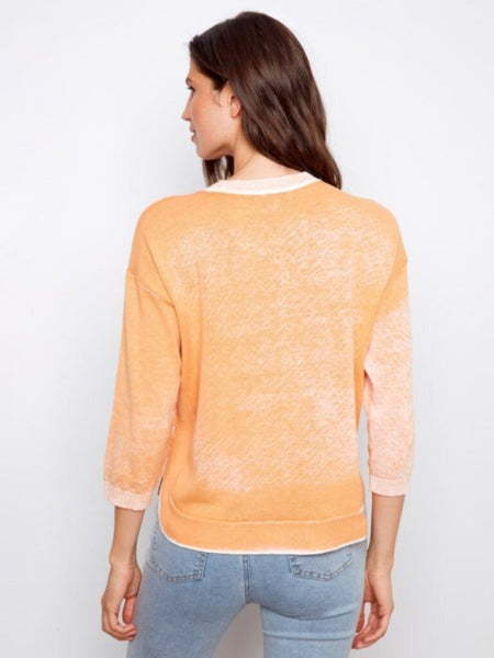 Charlie B Round Hem Cotton Sweater - Apricot