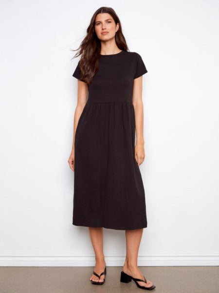 Charlie B Cotton Short Sleeve Midi Dress