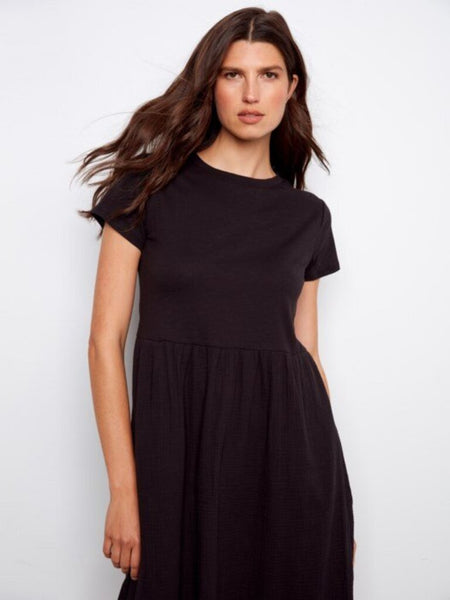 Charlie B Cotton Short Sleeve Midi Dress