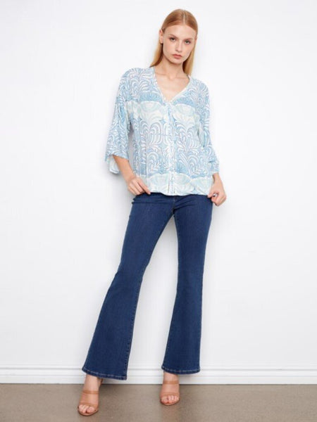 Charlie B Ibiza Print Viscose Blouse