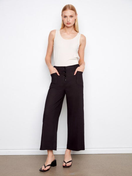 Charlie B Linen Stretch Wide Leg Pants