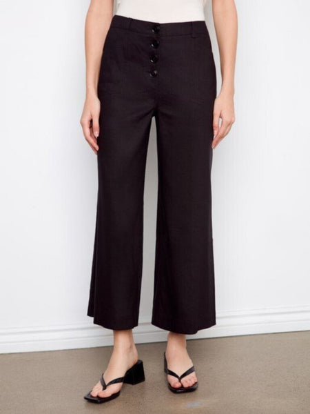 Charlie B Linen Stretch Wide Leg Pants