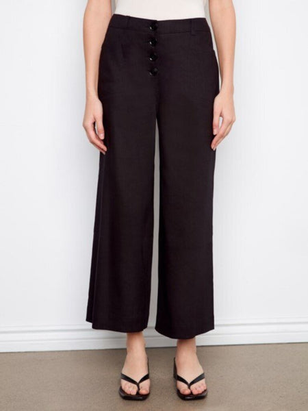 Charlie B Linen Stretch Wide Leg Pants