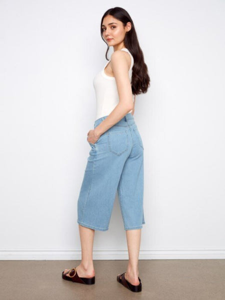 Charlie B Cropped Palazzo Jeans - Light Blue
