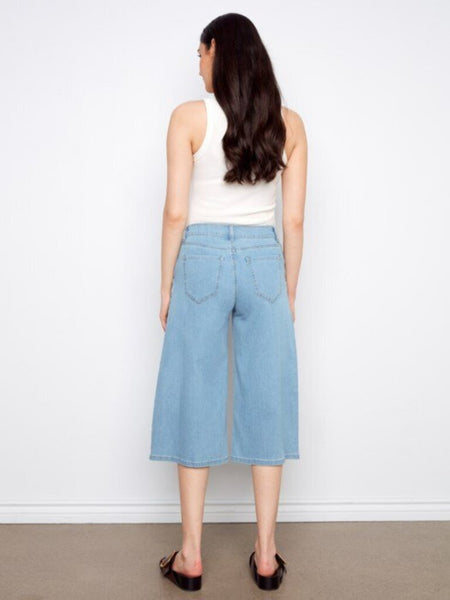 Charlie B Cropped Palazzo Jeans - Light Blue