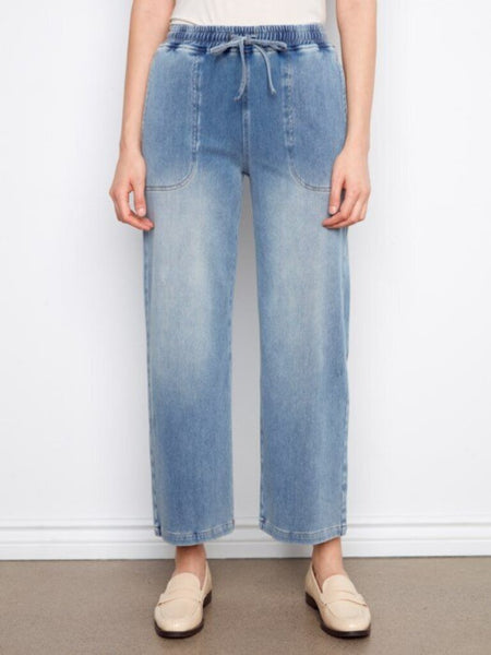Charlie B Knit Denim Wide Leg Joggers