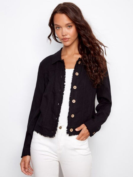 Charlie B Linen Blend Jacket - Black