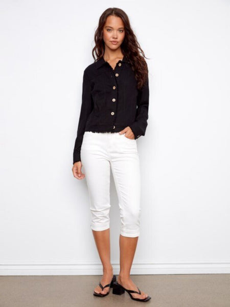 Charlie B Linen Blend Jacket - Black