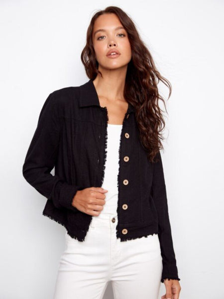 Charlie B Linen Blend Jacket - Black