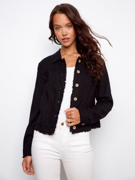 Charlie B Linen Blend Jacket - Black