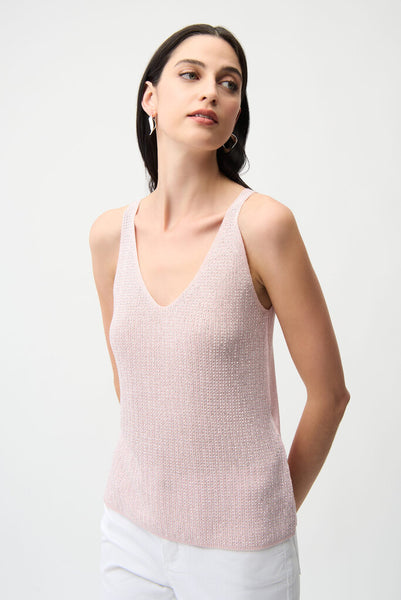 Joseph Ribkoff 252915 Metallic Knit Camisole - Petal Pink