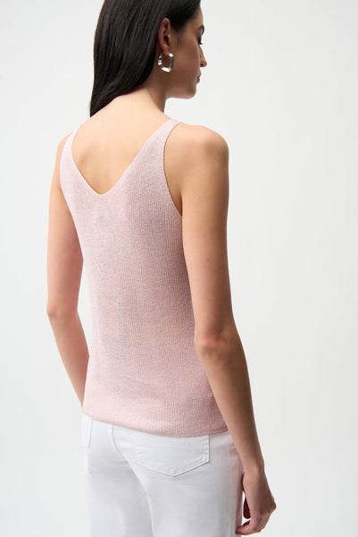 Joseph Ribkoff 252915 Metallic Knit Camisole - Petal Pink