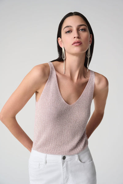 Joseph Ribkoff 252915 Metallic Knit Camisole - Petal Pink