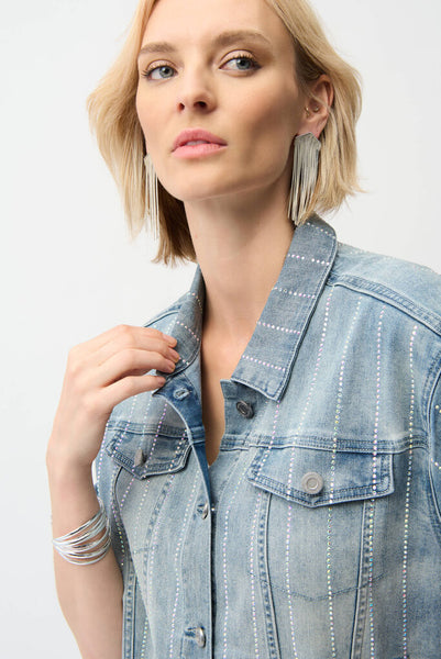 Joseph Ribkoff 261958 Denim Jacket with Rhinestones