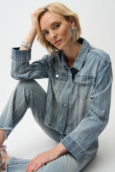 Joseph Ribkoff 261958 Denim Jacket with Rhinestones