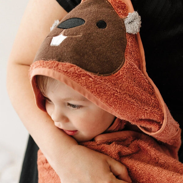 Perlimpinpin Toddler Hooded Towel - Beaver