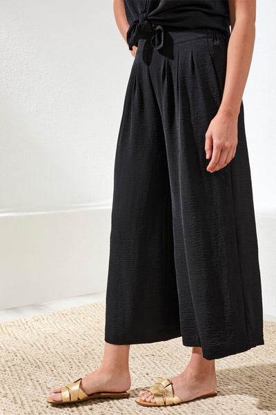 Tribal Airflow Pleated Pants With Elastic Waistband - Black
